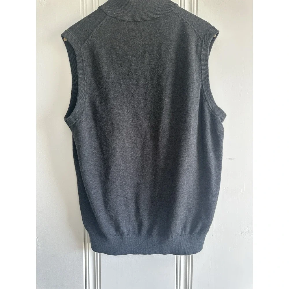 Mens 100% Supima‎ Cotton Quarter Zip Sweater Vest Gray Medium Daniel Cremieux